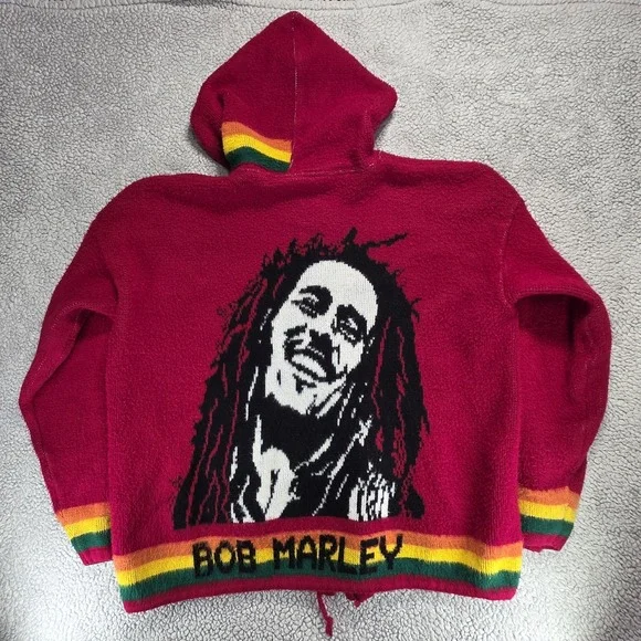Vintage Bob Marley Sweater Hoodie Jumper Tejidos Ruminahui Hooded Knitted‎ Wool